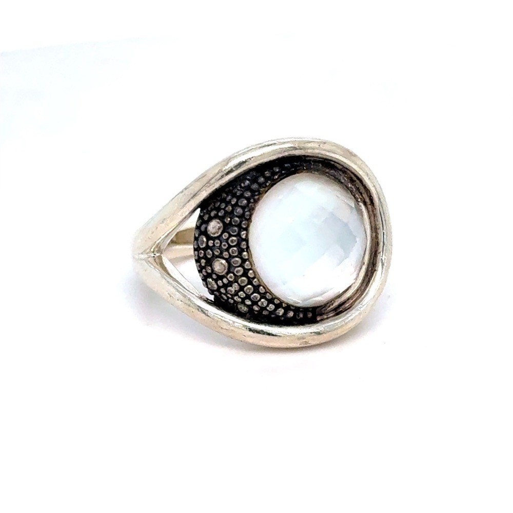 Michael Dawkins Silver‎ Ring with Faceted White Stone